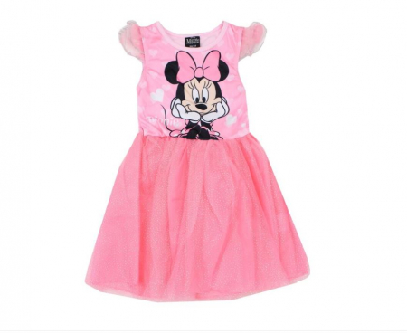Rochite fete - Rochie cu tul si inimioare, maneca scurta Minnie Mouse