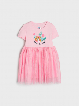 Rochite fete - Rochie bumbac cu tul Paw-ridise