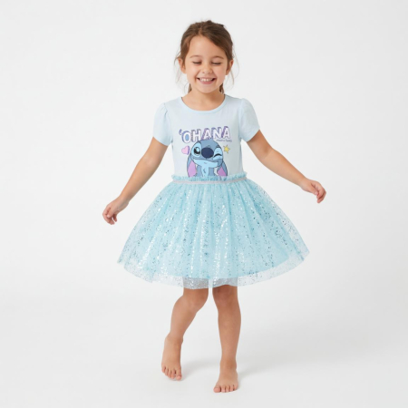Rochii fete - Rochie de vara cu tul Lilo & Stitch