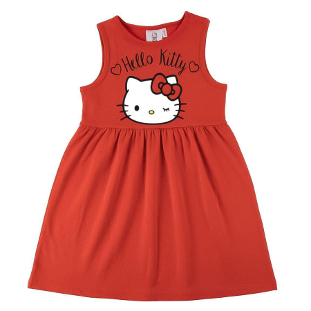 Rochii fete - Rochie de vara din bumbac fara maneca, Hello Kitty