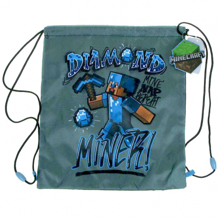 Totul pentru scoala - Sac sport Minecraft Diamond Miner, 37x32 cm