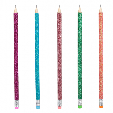 Totul pentru scoala - Set 10 creioane cu radiera Glitter