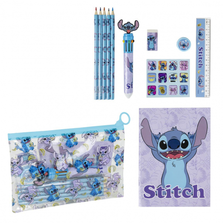 Totul pentru scoala - Set 11 rechizite, Lilo & Stitch cu penar, 22.0 X 14.0 X 0.5 Cm
