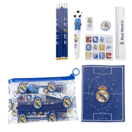Rechizite si papetarie - Set 11 rechizite, Real Madrid cu penar, 22.0 X 14.0 X 0.5 Cm