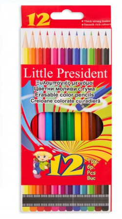 Joaca si timp liber - Set 12 creioane colorate Little President