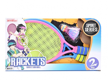 Sport, Joaca si Activitati in aer liber - Set 2 palete Badminton, cu minge plastic si fluture