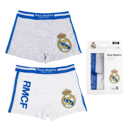 Lenjerie de corp copii - Set 2 perechi boxeri din bumbac pentru copii Real Madrid