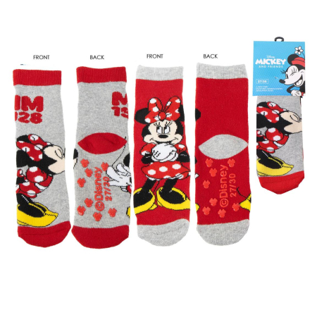 Accesorii imbracaminte copii - Set 2 perechi sosete groase antiderapante Minnie Mouse