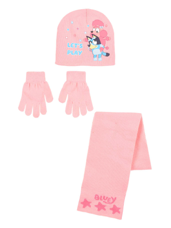 Accesorii imbracaminte copii - Set 3 piese iarna, caciula, fular si manusi Bluey Let's Play