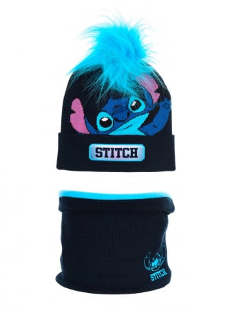 Imbracaminte si incaltaminte copii - Set 2 piese iarna, caciula si guler Lilo & Stitch