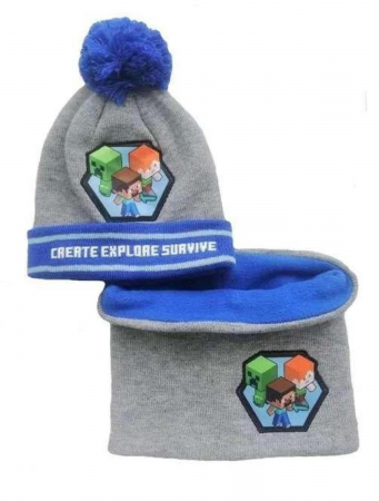 Sepci si caciuli copii - Set 2 piese iarna, caciula si guler Minecraft
