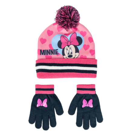 Accesorii imbracaminte copii - Set 2 piese pentru iarna, caciula si manusi Minnie Mouse