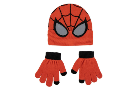 Accesorii imbracaminte copii - Set 2 piese pentru iarna din acril, caciula si manusi Spiderman