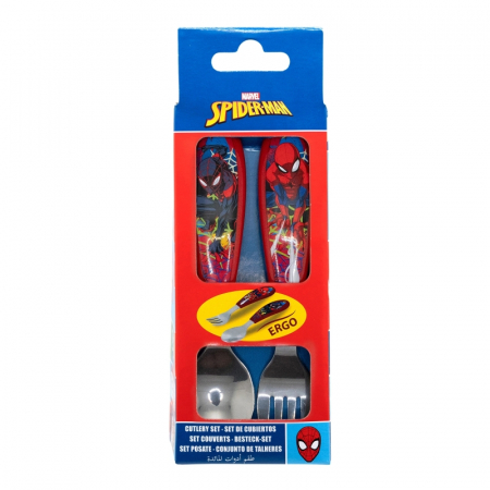 Set 2 tacamuri ergonomice, furculita si lingura pentru copii Spiderman 9.4 cm [1]