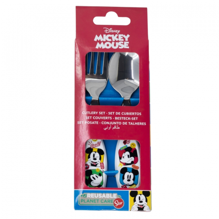 Set 2 tacamuri, furculita si lingura pentru copii Mickey Mouse, Fun-Tastic 15.5 cm [1]