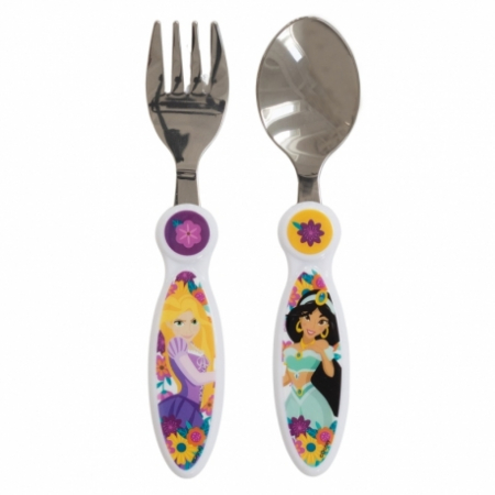 Accesorii hranire - Set 2 tacamuri, furculita si lingura pentru copii Printesele Disney 15.5 cm