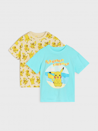 Tricouri copii - Set 2 tricouri cu maneca scurta, din bumbac Pokemon Summer