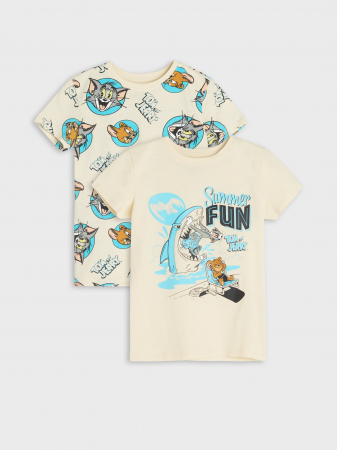 Imbracaminte si incaltaminte copii - Set 2 tricouri din bumbac cu maneca scurta Tom & Jerry