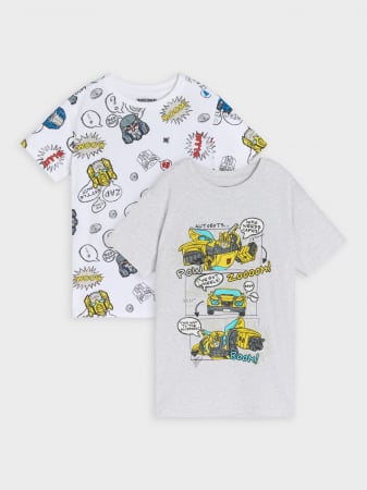 Imbracaminte si incaltaminte copii - Set 2 tricouri din bumbac cu maneca scurta Transformers