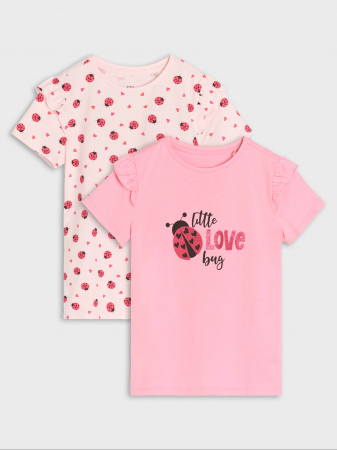 Tricouri copii - Set 2 tricouri din bumbac cu maneca scurta Little Love