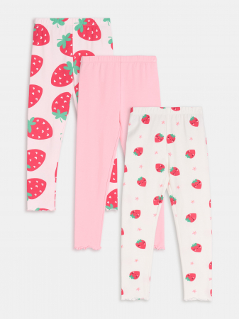 Pantaloni si salopete copii - Set 3 colanti lungi din bumbac Capsuni