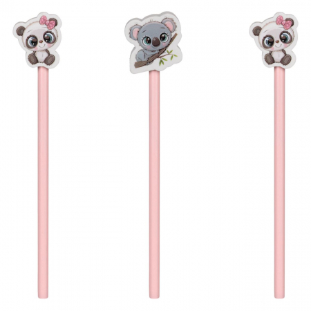 Totul pentru scoala - Set 3 creioane cu radiera Koala