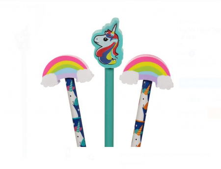 Set 3 creioane cu radiera Rainbow Unicorn [1]
