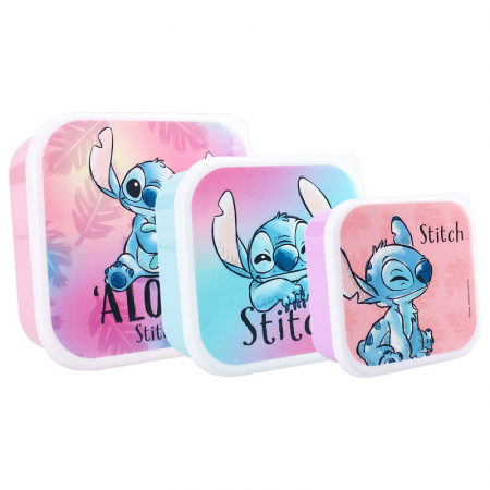 Accesorii hranire - Set 3 cutii snacks cu capac Lilo si Stitch