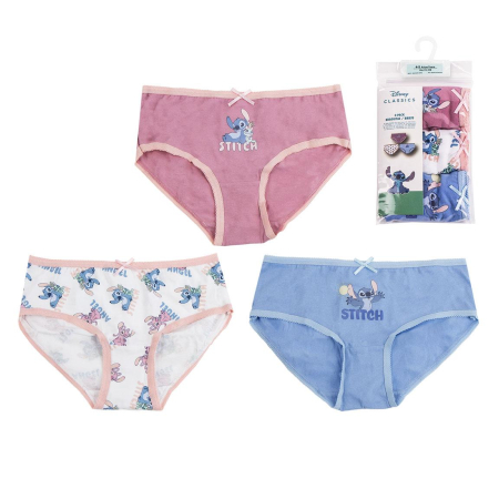 Imbracaminte si incaltaminte copii - Set 3 perechi chiloti din bumbac pentru fete Lilo si Stitch