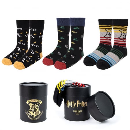 Sosete barbati - Set 3 perechi sosete groase in cutie cadou, Harry Potter M 38-45 EU