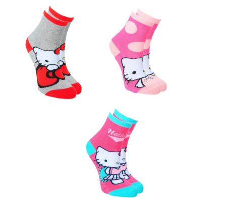 Imbracaminte si incaltaminte copii - Set 3 perechi sosete antiderapante Hello Kitty