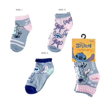 Accesorii imbracaminte copii - Set 3 perechi sosete scurte pentru copii Lilo & Stitch