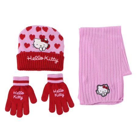 Accesorii imbracaminte copii - Set 3 piese pentru iarna din acril Hello Kitty