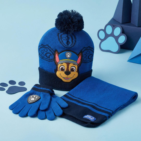 Sepci si caciuli copii - Set 3 piese pentru iarna din acril Paw Patrol Chase