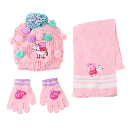Accesorii imbracaminte copii - Set 3 piese pentru iarna din acril Peppa Pig