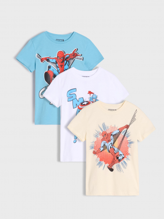 Tricouri copii - Set 3 tricouri din bumbac cu maneca scurta Spiderman