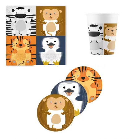Vesela pentru petrecere - Set 36 accesorii pentru petrecerea copiilor Zoo