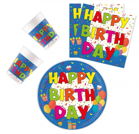 Vesela pentru petrecere - Set 36 accesorii pentru petrecerea copiilor, Happy Birthday