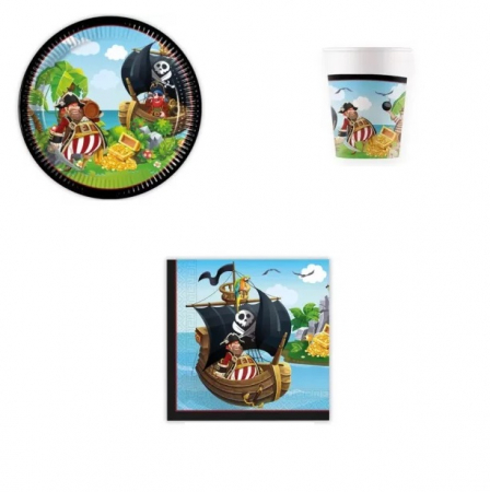 Vesela pentru petrecere - Set 36 accesorii pentru petrecerea copiilor Insula Piratilor