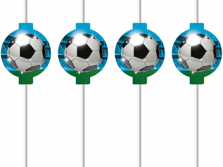 Vesela pentru petrecere - Set 4 paie de hartie Fotbal