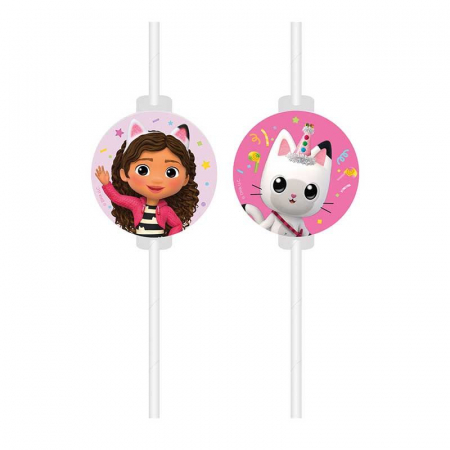 Vesela pentru petrecere - Set 4 paie de hartie Gabby's Dollhouse