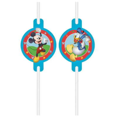 Vesela pentru petrecere - Set 4 paie de hartie Mickey Rock the House