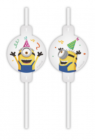 Vesela pentru petrecere - Set 4 paie de hartie Minions