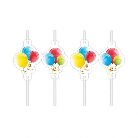 Vesela pentru petrecere - Set 4 paie de hartie Sparkling Balloons