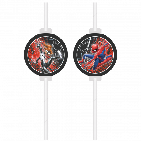 Vesela pentru petrecere - Set 4 paie de hartie Spider-Man World Of Webs