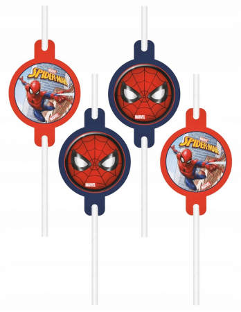 Vesela pentru petrecere - Set 4 paie de hartie Spider-Man Crime Fighter