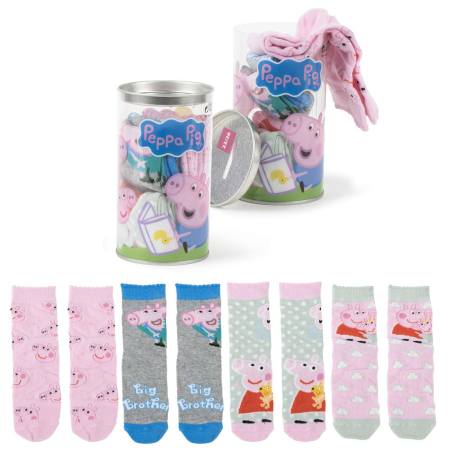Accesorii imbracaminte copii - Set 4 perechi sosete groase colorate si pusculita, Peppa Pig