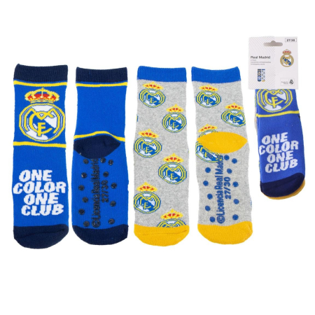 Sosete si dresuri copii - Set 2 perechi sosete groase antiderapante Real Madrid