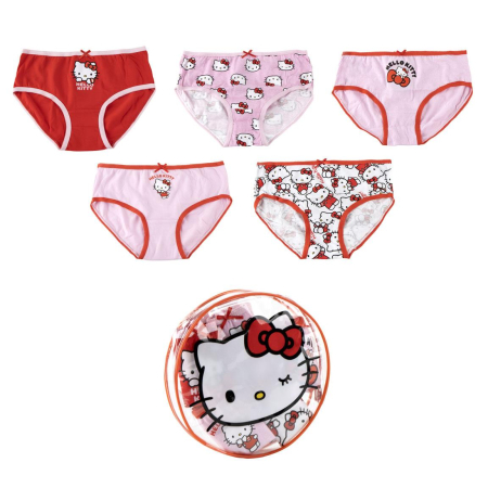 Imbracaminte si incaltaminte copii - Set 5 perechi chiloti din bumbac Hello Kitty