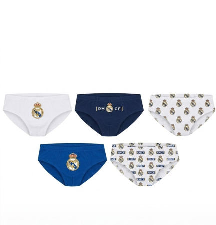 Lenjerie intima copii - Set 5 perechi chiloti din bumbac Real Madrid